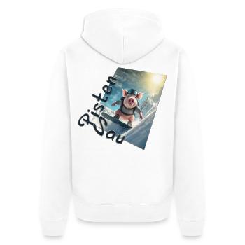 Pistensau - Unisex Premium Organic Zip Hoodie - white - Back - Thijin (182cm)