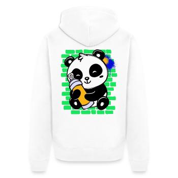 Graffiti Panda Zeichnen Illustration Spraydose - Unisex Premium Bio Zip Hoodie - Weiß - Hinten - Thijin (182cm)