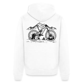 Mountainbike - Unisex Premium Bio Zip Hoodie - Weiß - Hinten - Thijin (182cm)