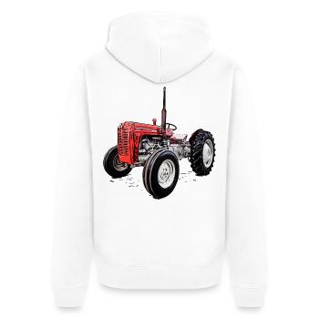 Roter M F 35 Traktor - Unisex Premium Bio Zip Hoodie - Weiß - Hinten - Thijin (182cm)