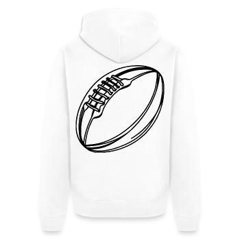 Rugby Ball - Unisex Premium Bio Zip Hoodie - Weiß - Hinten - Thijin (182cm)