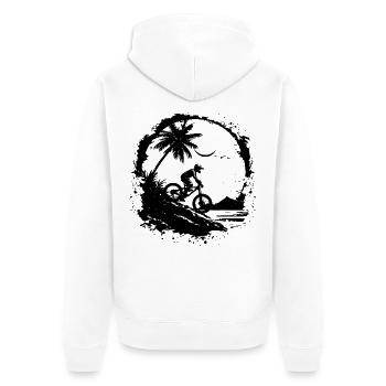 Mountainbiking Skizze - Unisex Premium Bio Zip Hoodie - Weiß - Hinten - Thijin (182cm)