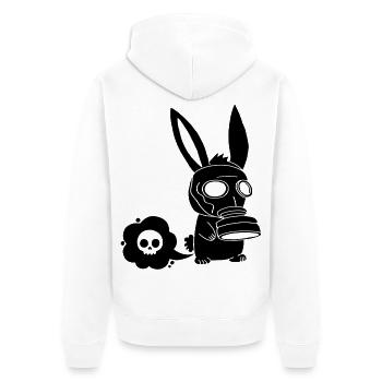 Farting Black Rabbit - Unisex Premium Organic Zip Hoodie - white - Back - Thijin (182cm)
