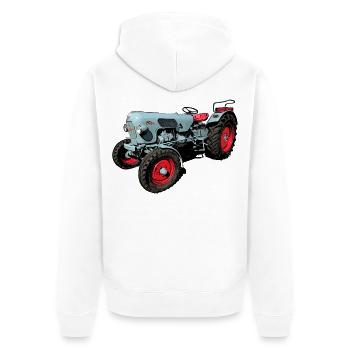 Eicher Tiger EM 235 - Unisex Premium Bio Zip Hoodie - Weiß - Hinten - Thijin (182cm)
