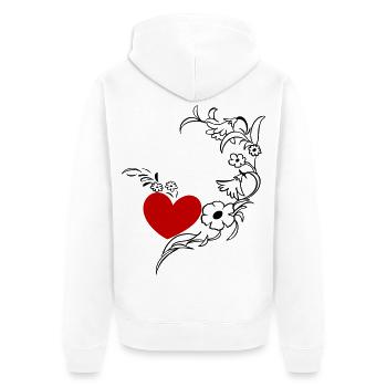Vrille de fleur avec coeur - Veste à capuche bio Premium Unisexe - blanc - Dos - Thijin (182cm)