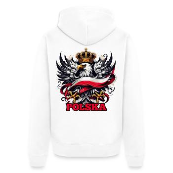 Polen Polska polnisch Flagge Fahne Geschenk - Unisex Premium Bio Zip Hoodie - Weiß - Hinten - Thijin (182cm)