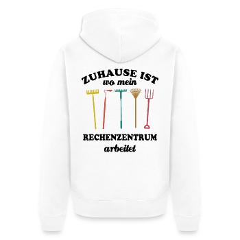 Zuhause ist wo mein Rechenzentrum arbeitet, Garten - Unisex Premium Bio Zip Hoodie - Weiß - Hinten - Thijin (182cm)