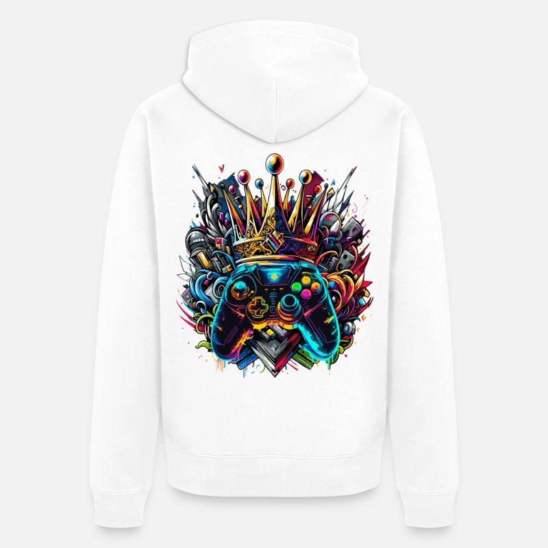Manette de jeu Royal Graffiti - Veste à capuche bio Premium Unisexe - blanc