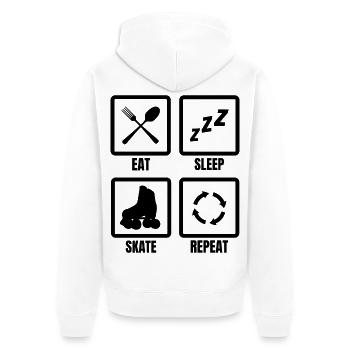 Roller Skater Tagesablauf - Unisex Premium Bio Zip Hoodie - Weiß - Hinten - Thijin (182cm)