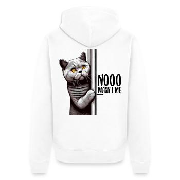 Nein war ich nicht BKH Blue Katze Geschenk - Unisex Premium Bio Zip Hoodie - Weiß - Hinten - Thijin (182cm)