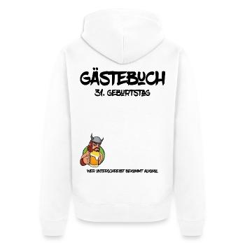 31. Geburtstag | Gästebuch Design - Unisex Premium Bio Zip Hoodie - Weiß - Hinten - Thijin (182cm)