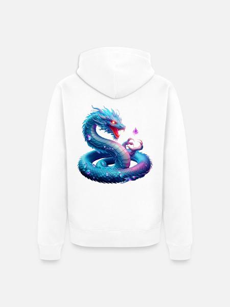 Drache (03) - Unisex Premium Bio Zip Hoodie - Weiß