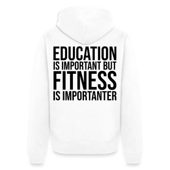 Fitness Fitness Fitness - Unisex Premium Bio Zip Hoodie - Weiß - Hinten - Thijin (182cm)