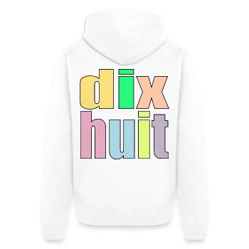Achtzehn - 18. Geburtstag - 18 Jahre - Zahl 18 - Unisex Premium Bio Zip Hoodie - Weiß - Hinten - Thijin (182cm)