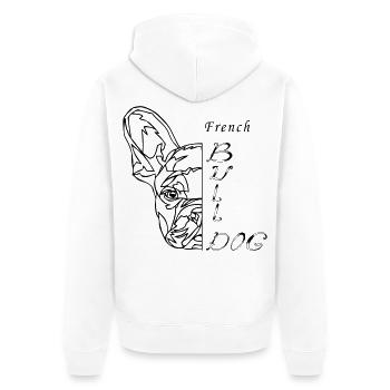 French Bulldog - Unisex Premium Bio Zip Hoodie - Weiß - Hinten - Thijin (182cm)