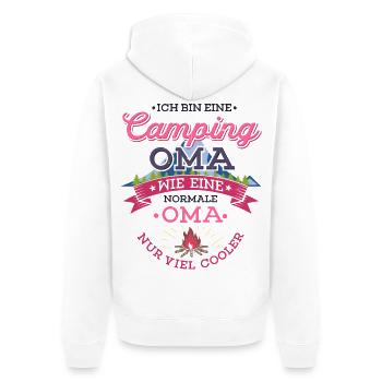 Camping Oma Campingplatz Camper Zelten Lagerfeuer - Unisex Premium Bio Zip Hoodie - Weiß - Hinten - Thijin (182cm)