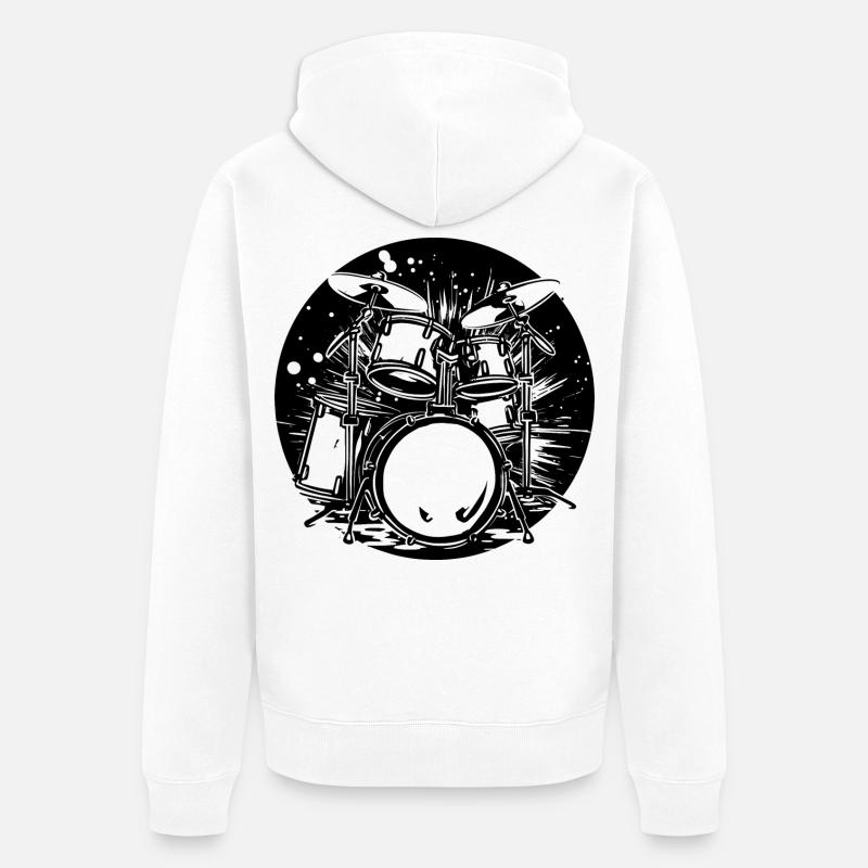 Graphismes de batterie - Veste à capuche bio Premium Unisexe - blanc