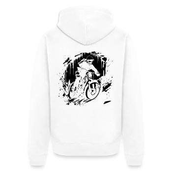 Radfahrer Skizze - Unisex Premium Bio Zip Hoodie - Weiß - Hinten - Thijin (182cm)