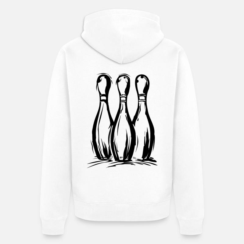 Dessin de quilles de bowling - Veste à capuche bio Premium Unisexe - blanc
