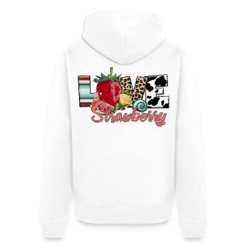 Amour Fraise Fraise Amour Fruit - Veste à capuche bio Premium Unisexe - blanc - Dos - Thijin (182cm)