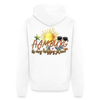 Hamburg is my happy place Urlaubsreise Nordsee - Unisex Premium Bio Zip Hoodie - Weiß - Hinten - Thijin (182cm)
