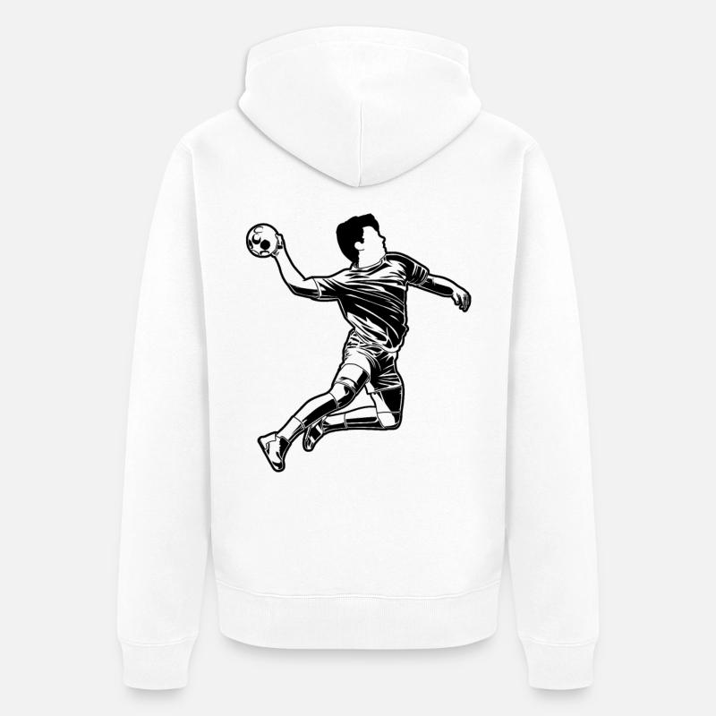 Graphismes de joueurs de handball - Veste à capuche bio Premium Unisexe - blanc