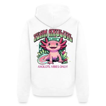 Team Axolotl Shirt, Süßes Axolotl Design - Unisex Premium Bio Zip Hoodie - Weiß - Hinten - Thijin (182cm)
