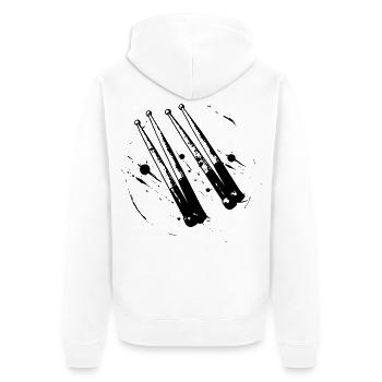 Drumsticks - Unisex Premium Bio Zip Hoodie - Weiß - Hinten - Thijin (182cm)