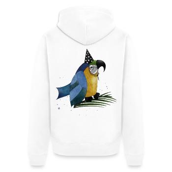 Joyeux anniversaire petit perroquet - Veste à capuche bio Premium Unisexe - blanc - Dos - Thijin (182cm)