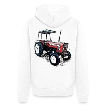 Tractor 666 - Unisex Premium Organic Zip Hoodie - white - Back - Thijin (182cm)