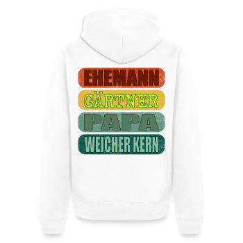 VATERTAG EHEMANN PAPA GARTEN GÄRTNER - Unisex Premium Bio Zip Hoodie - Weiß - Hinten - Thijin (182cm)