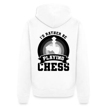 Chess Player Joke - Unisex Premium Organic Zip Hoodie - white - Back - Thijin (182cm)