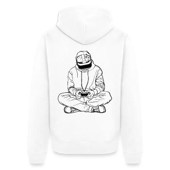 Dessin au trait du joueur - Veste à capuche bio Premium Unisexe - blanc - Dos - Thijin (182cm)