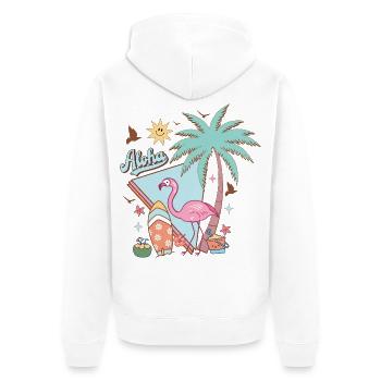 Aloha Sommer - Unisex Premium Bio Zip Hoodie - Weiß - Hinten - Thijin (182cm)