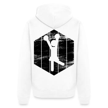 Cheerleader Strichfiguren - Unisex Premium Bio Zip Hoodie - Weiß - Hinten - Thijin (182cm)