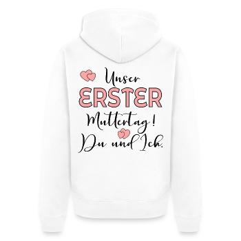 ERSTER MUTTERTAG BABY MAMA - Unisex Premium Bio Zip Hoodie - Weiß - Hinten - Thijin (182cm)