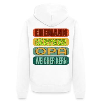 VATERTAG OPA GÄRTNER - Unisex Premium Bio Zip Hoodie - Weiß - Hinten - Thijin (182cm)