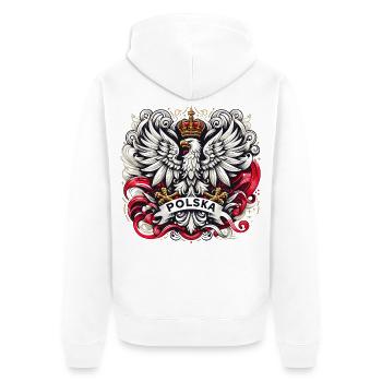 Polen Polska polnisch Wappen Adler Flagge Geschenk - Unisex Premium Bio Zip Hoodie - Weiß - Hinten - Thijin (182cm)