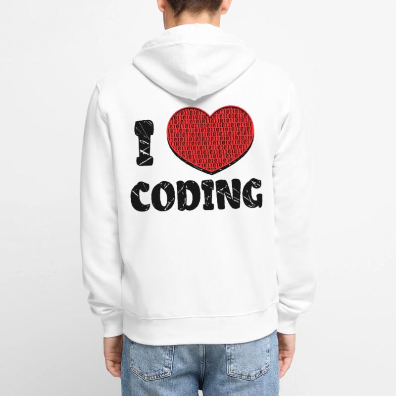 Script de code Debug Heart Statement Veste à capuche bio Premium Unisexe