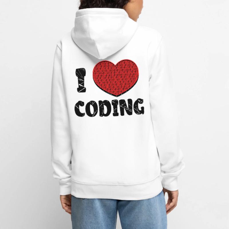 Script de code Debug Heart Statement Veste à capuche bio Premium Unisexe