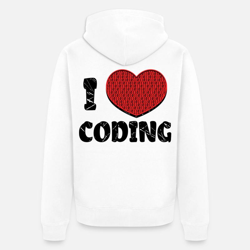 Script de code Debug Heart Statement - Veste à capuche bio Premium Unisexe - blanc