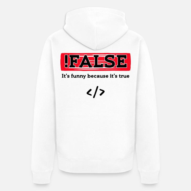 Code Debug Programmeur Développeur Dictons amusants - Veste à capuche bio Premium Unisexe - blanc