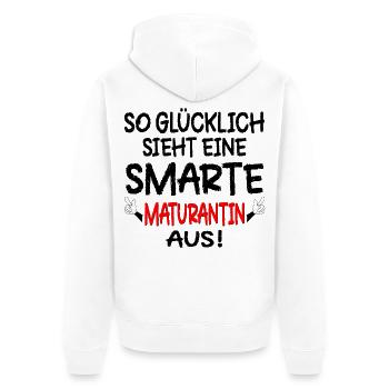 MATURA MATURANTIN GLÜCKLICH - Unisex Premium Bio Zip Hoodie - Weiß - Hinten - Thijin (182cm)