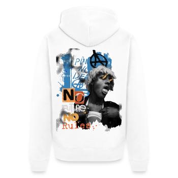 Punk No Future Neon Rebel - Unisex Premium Bio Zip Hoodie - Weiß - Hinten - Thijin (182cm)