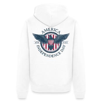 Freiheitsadler USA 4. Juli - Unisex Premium Bio Zip Hoodie - Weiß - Hinten - Thijin (182cm)