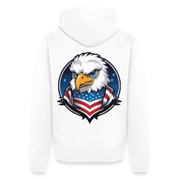 USA Flieger Adler im Kreis - Unisex Premium Bio Zip Hoodie - Weiß - Hinten - Thijin (182cm)