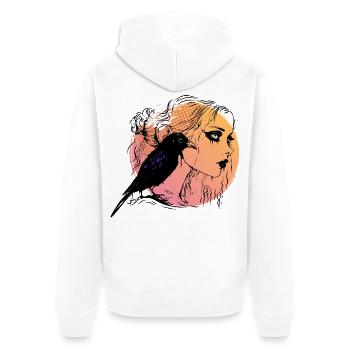 Fille gothique noir corbeau mélancolie Journée de la femme - Veste à capuche bio Premium Unisexe - blanc - Dos - Thijin (182cm)