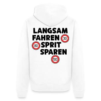 Déclaration de ravitaillement en carburant de la station-service Moteur à essence - Veste à capuche bio Premium Unisexe - blanc - Dos - Thijin (182cm)
