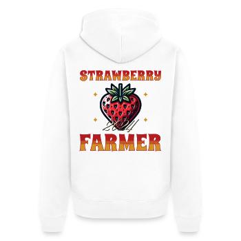 rote Erdbeere | Lustige rote Beere Sommerfrucht - Unisex Premium Bio Zip Hoodie - Weiß - Hinten - Thijin (182cm)