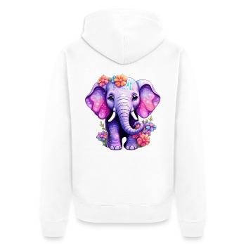 Elefant Elefanten Motiv - Unisex Premium Bio Zip Hoodie - Weiß - Hinten - Thijin (182cm)